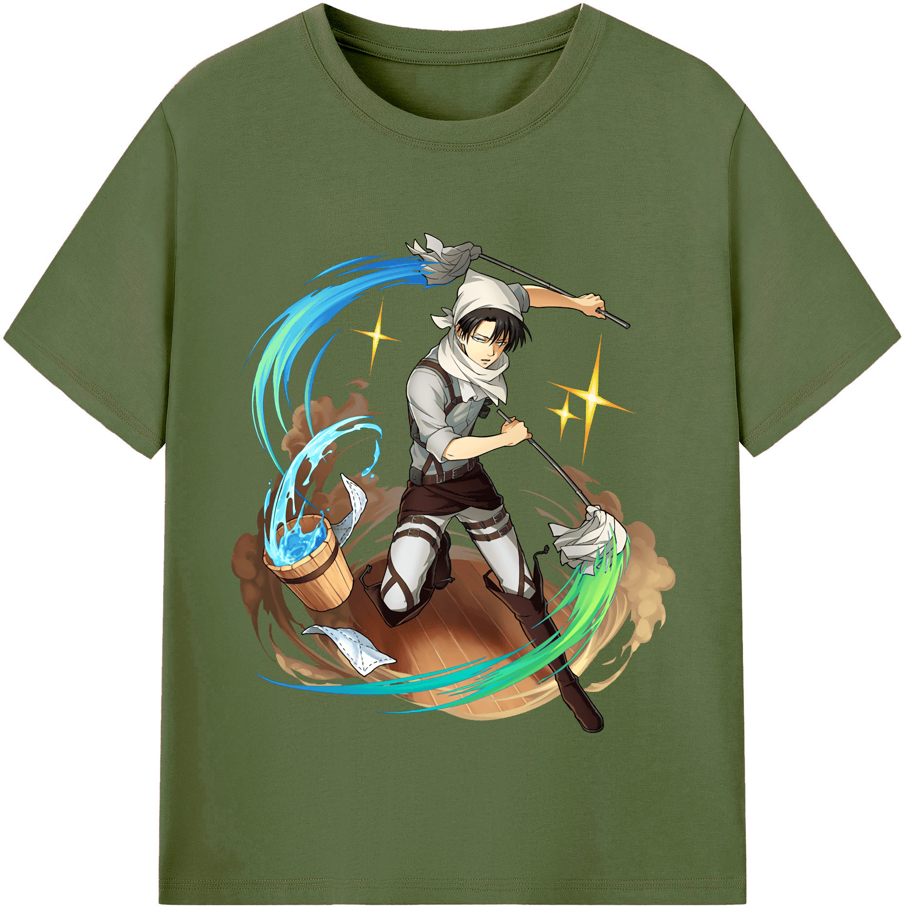 （画像用） 進撃の巨人 リヴァイ·アッカーマン Attack on Titan Levi Ackerman 綿100％半袖Tシャツ（フロントプリント）